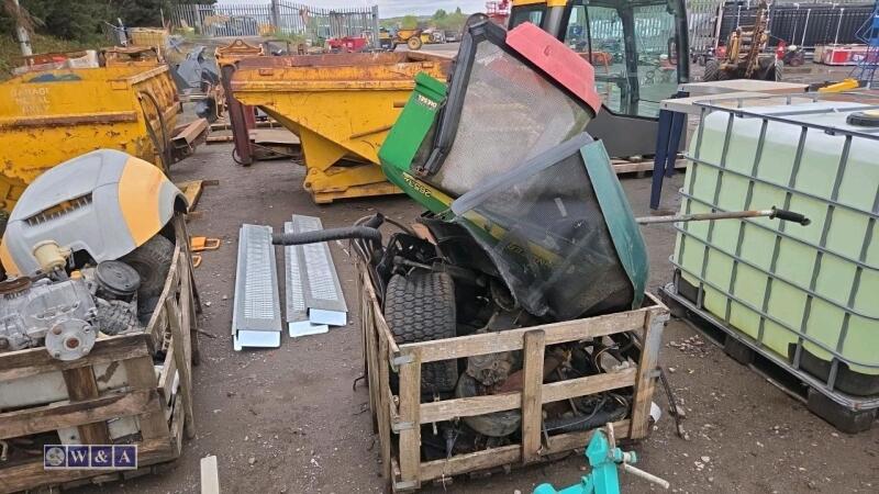 Crate of mower spares