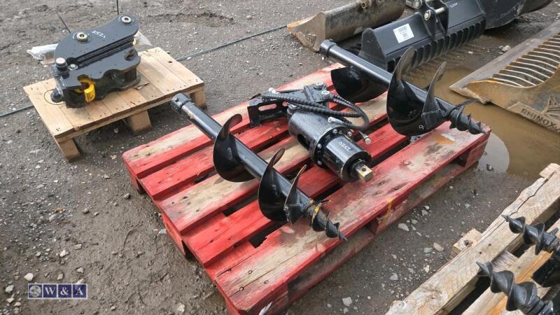 Hydraulic machine auger, 2 x flights & lines
