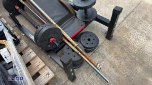Weight lifting bench c/w bars & weights - 2