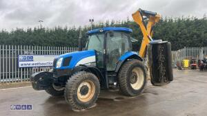 2005 NEW HOLLAND TS100A tractor, twin assister rams, front weights, air seat, shuttle,,air conditioning, c/w Bomford Falcon 5:5 hedge cutter, joystick controls, road blower (FN05 CWV)(V5 in office) - 18