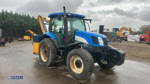 2005 NEW HOLLAND TS100A tractor, twin assister rams, front weights, air seat, shuttle,,air conditioning, c/w Bomford Falcon 5:5 hedge cutter, joystick controls, road blower (FN05 CWV)(V5 in office) - 19
