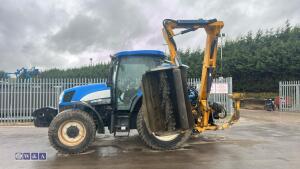 2005 NEW HOLLAND TS100A tractor, twin assister rams, front weights, air seat, shuttle,,air conditioning, c/w Bomford Falcon 5:5 hedge cutter, joystick controls, road blower (FN05 CWV)(V5 in office) - 29