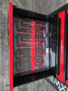 PHIXWELL 7 drawer tool box c/w tools (black & red) - 3