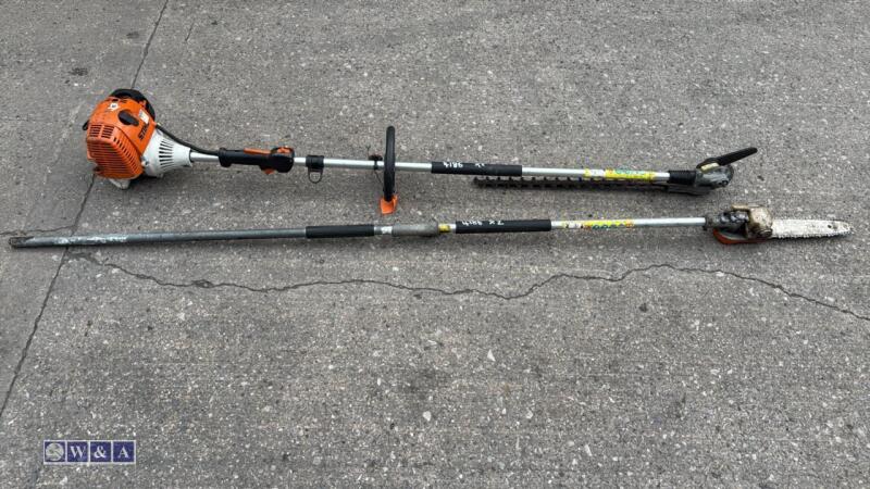 STIHL petrol combi unit c/w hedge trimmer and pole pruner attachments