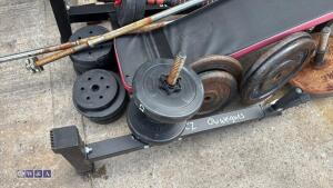 Weight lifting bench c/w bars & weights - 5