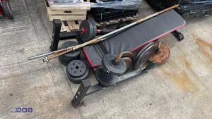 Weight lifting bench c/w bars & weights - 7