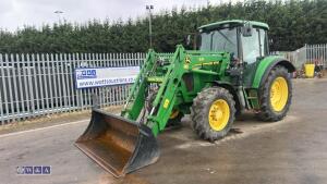 2004 JOHN DEERE 6220 4wd tractor, 2 x spool valves, twin assister rams, puh, shuttle c/w John Deere 631 front loader, joystick & bucket (DX04 KUG)(V5 in office)