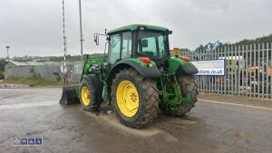 2004 JOHN DEERE 6220 4wd tractor, 2 x spool valves, twin assister rams, puh, shuttle c/w John Deere 631 front loader, joystick & bucket (DX04 KUG)(V5 in office) - 3