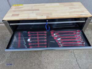 DEUTSCHTECH 11-drawer wheeled workbench c/w tools (black, unused) - 2