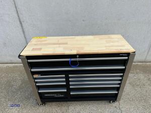 DEUTSCHTECH 11-drawer wheeled workbench c/w tools (black, unused) - 5