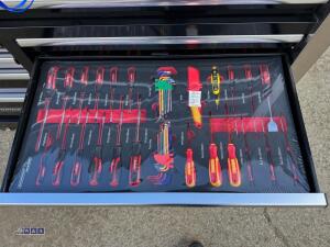 DEUTSCHTECH 11-drawer wheeled workbench c/w tools (black, unused) - 13