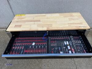 DEUTSCHTECH 11-drawer wheeled workbench c/w tools (black, unused) - 3