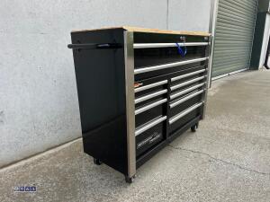 DEUTSCHTECH 11-drawer wheeled workbench c/w tools (black, unused) - 7