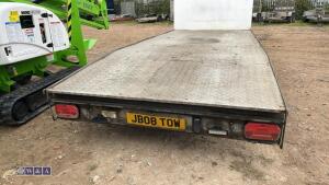 3500kg beavertail twin axle plant trailer c/w headboard, winch, pull out ramps, LED worklights, LED stop indicators, LED warning lights, approx 19ft long, 3 x spare wheels, 2 x under sluge tool boxes - 5