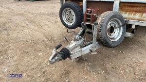 3500kg beavertail twin axle plant trailer c/w headboard, winch, pull out ramps, LED worklights, LED stop indicators, LED warning lights, approx 19ft long, 3 x spare wheels, 2 x under sluge tool boxes - 15