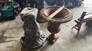 Pair of cast iron urns (rusty finish)