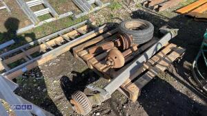 Pallet of IFOR WILLIAMS axles, wheels, parts etc