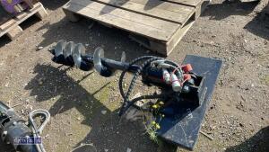 Hydraulic auger c/w lines (to suit skid steer) - 3