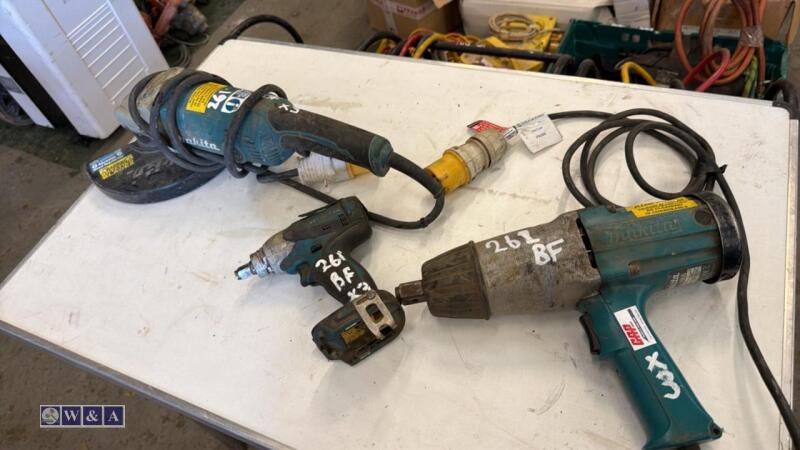 MAKITA 110v impact wrench, angle grinder & 18v impact wrench (147)(101)
