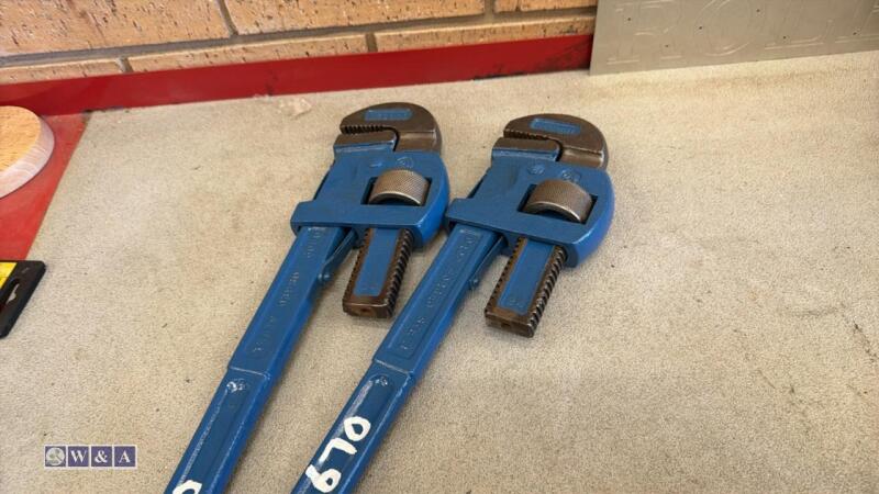 2 x RECORD 24'' pipe wrenches & RECORD NO 1 vice