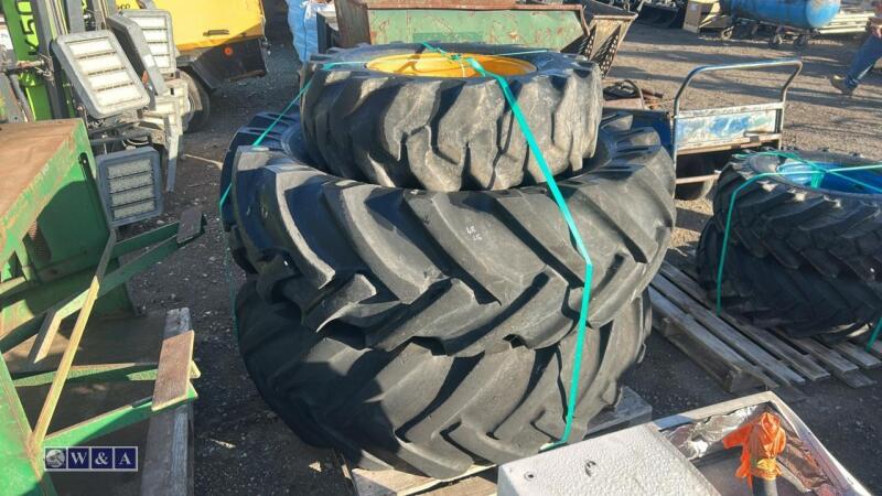 3 x wheels & tyres to suit JCB 3CX (1 x 12.0/12.5 - 18)( 2 x 18.4 - 26)