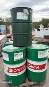 4 x 105ltr CASTROL oil metal barrels & 1 x metal barrel
