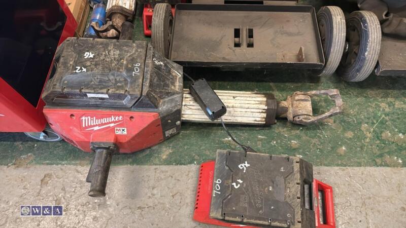 MILWAUKEE MXFUEL upright breaker c/w 2 x batteries