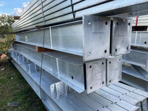 60ft x 40ft x 16ft Galvanised steel portal frame building with purlins, 8 stanchions, 8 x rafters, 8 x wind braces, 36x C section purlins, - 7