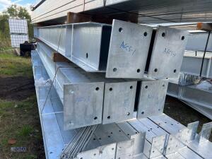 80ft x 40ft x 16ft Galvanised portal frame building with purlins,10 stanchions, 10 x rafters, 16 x wind braces, 48 C section purlins, - 7