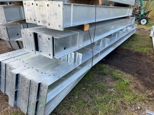 80ft x 40ft x 16ft Galvanised portal frame building with purlins,10 stanchions, 10 x rafters, 16 x wind braces, 48 C section purlins, - 16