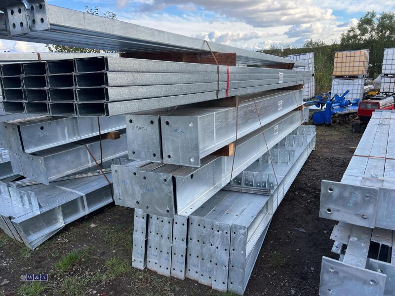60ft x 30ft x 16ft Galvanised portal frame building with purlins,8 stanchions, 8 x rafters, 6 x wind braces, 32 x C section purlins,