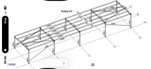 80ft x 20ft x 12ft Monopitch Galvanised portal frame building with purlins,10 x stanchions, 5 x rafters, 8 x wind braces, 24 C section purlins, - 2