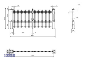 Pair of stirling gates & posts (approx 2.2m, 4.8m) (cast iron) - 13