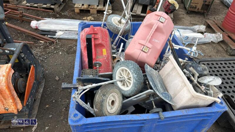 Crate of white line marking equipment
