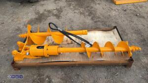 Hydraulic auger to suit excavator c/w lines & 2 x flights (30mm pins)