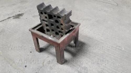 Large cast iron swaging block & stand