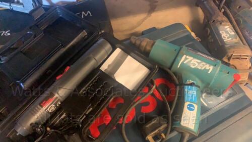 MAKITA HG650C 240v hot air gun & PERFORMANCE 3.6v cordless screwdriver kit c/w case