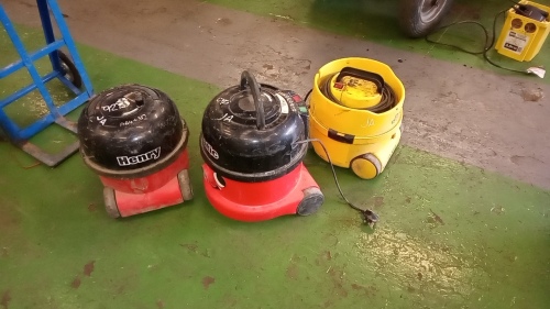 3 x vacuums (NUMATIC, HENRY, & JAMES)