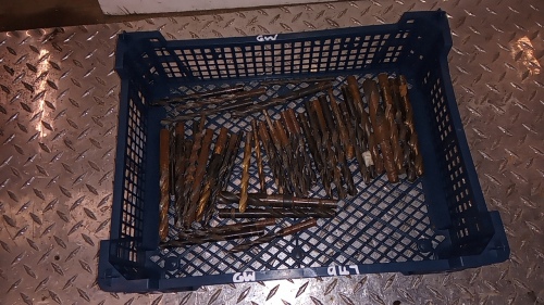 Tray of drill bits