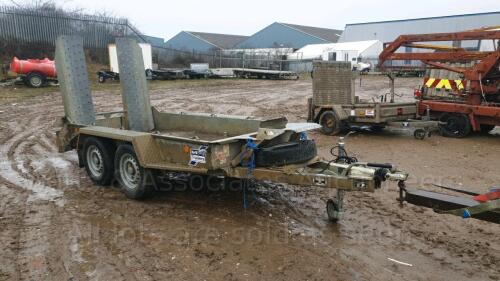 IFOR WILLIAMS GH94 2.7t twin axle plant trailer with internal beaver tail & ramps (s/n F0673896)