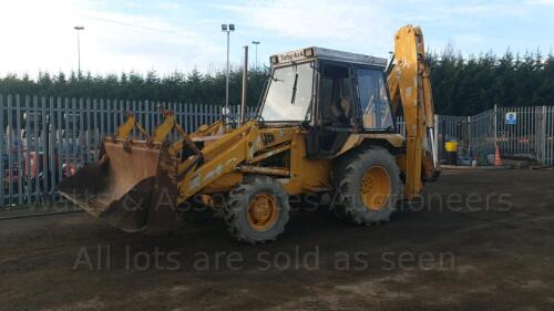 JCB 3CX Sitemaster backhoe loader (E658 NAE) with 4 in 1 bucket, forks & extra dig