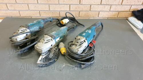 3 x MAKITA 9'' 110v grinders