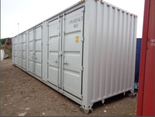 BASTONE 40' steel storage container with 4 side and 1 rear double doors (unused)