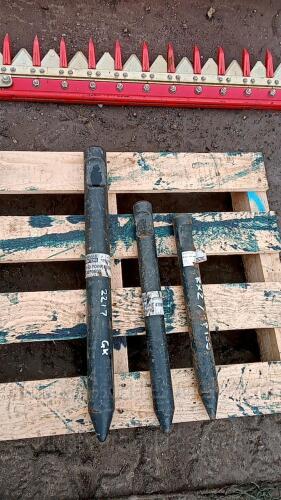 3 x breaker steels (to suit hydraulic machine breaker)(unused)