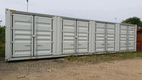 40ft high cube four multi doors container c/w four slide open door, one end door, lock box & side forklift pockets (unused)