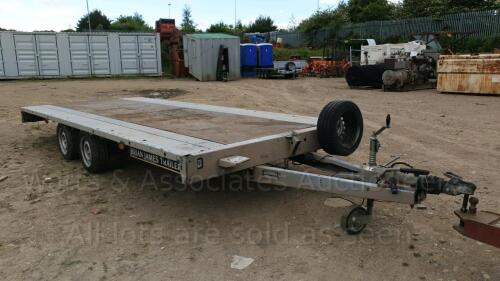 16.5ft BRIAN JAMES 3.5t twin axle cargo flat bed trailer c/w aluminium ramps (s/n SJBTFB9BPAD11754)