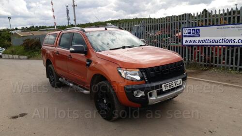 2015 FORD RANGER WILDTRAK 4x4 tdci 3.2l pick-up c/w full WILDTRAK spec, reversing camera, heated seats, bluetooth, stereo & phone system, hard top cover, black alloys & spare wheel (YF65 VCJ) (MoT 7th December 2022) (Orange) (V5 in office) (All hour and o