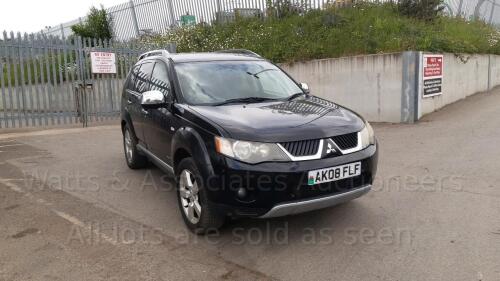 2008 MITSUBISHI OUTLANDER WARRIOR DI-D diesel estate car (AK08 FLF) (Black) (V5 in office)(CATEGORY N INSURANCE LOSS) (All hour and odometer readings are unverified and unwarranted)