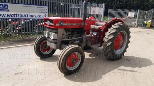 MASSEY FERGUSON MF130 2wd tractor S/n:371850 (HYD 122D) (V5 & workshop manual in office) (All hour and odometer readings are unverified and unwarranted)