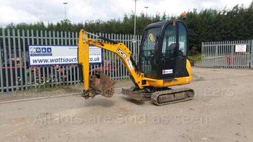 2015 JCB 801.8 rubber tracked excavator S/n: P02334857 with 3 buckets, blade, piped, cab, expanding tracks & Q/hitch (All hour and odometer readings are unverified and unwarranted)